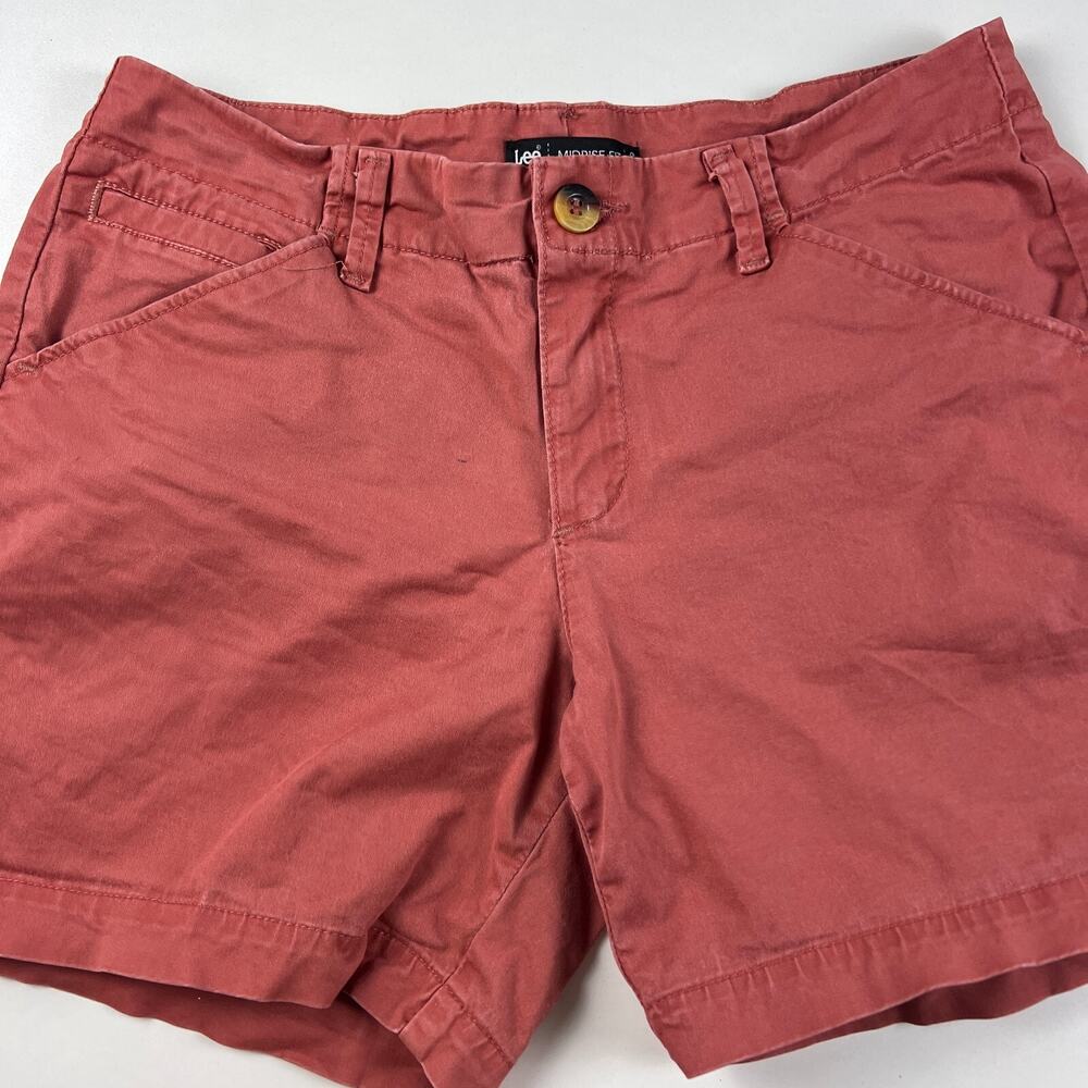 Classic Lee‎ Midrise Fit Chino Shorts Size 6 Coral Red - Picture 4 of 5
